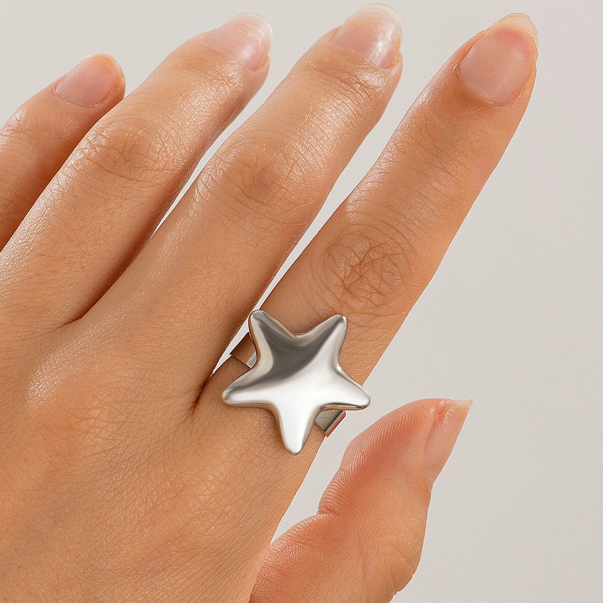 Trendy Gold Silver Plated Glossy Star Ring