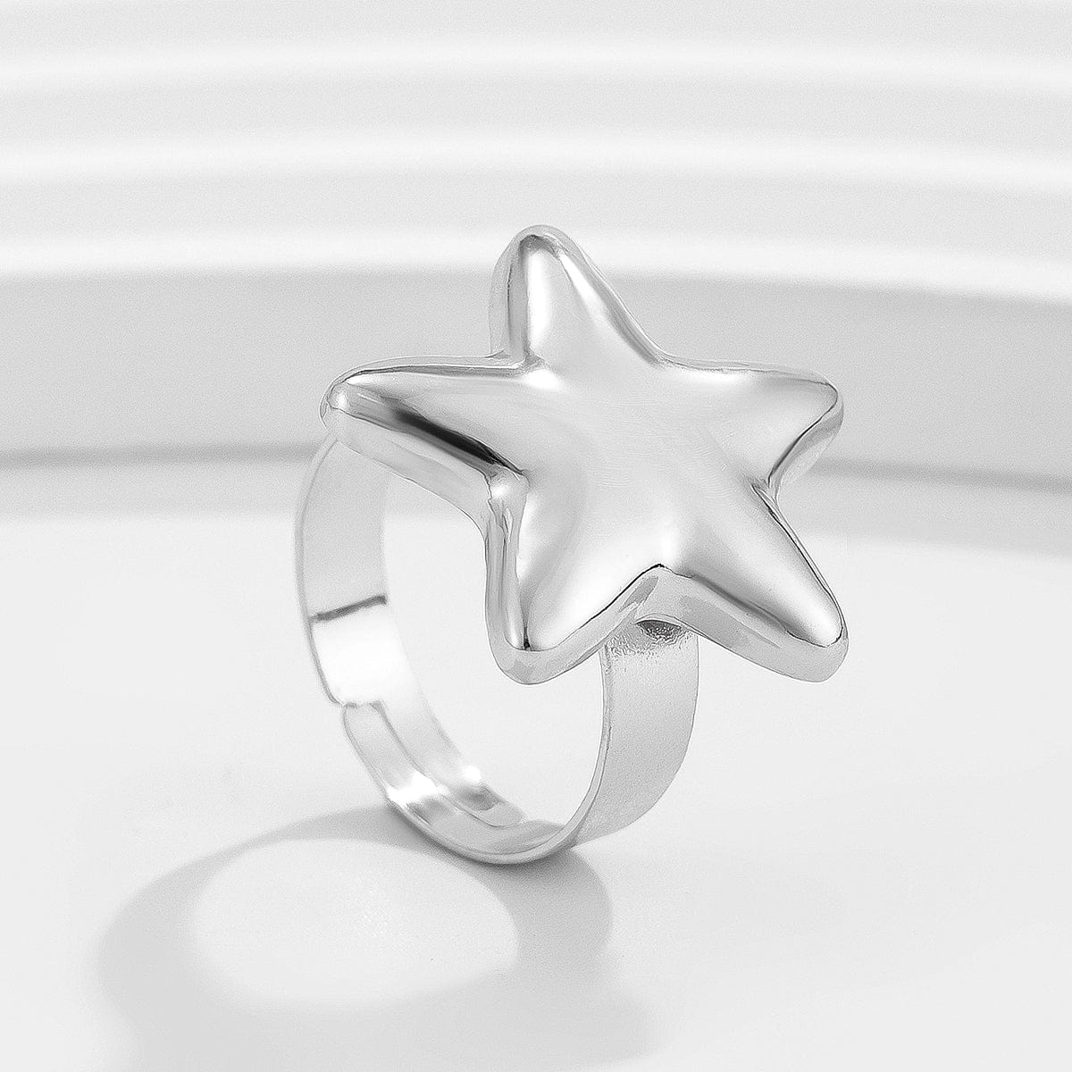 Trendy Gold Silver Plated Glossy Star Ring