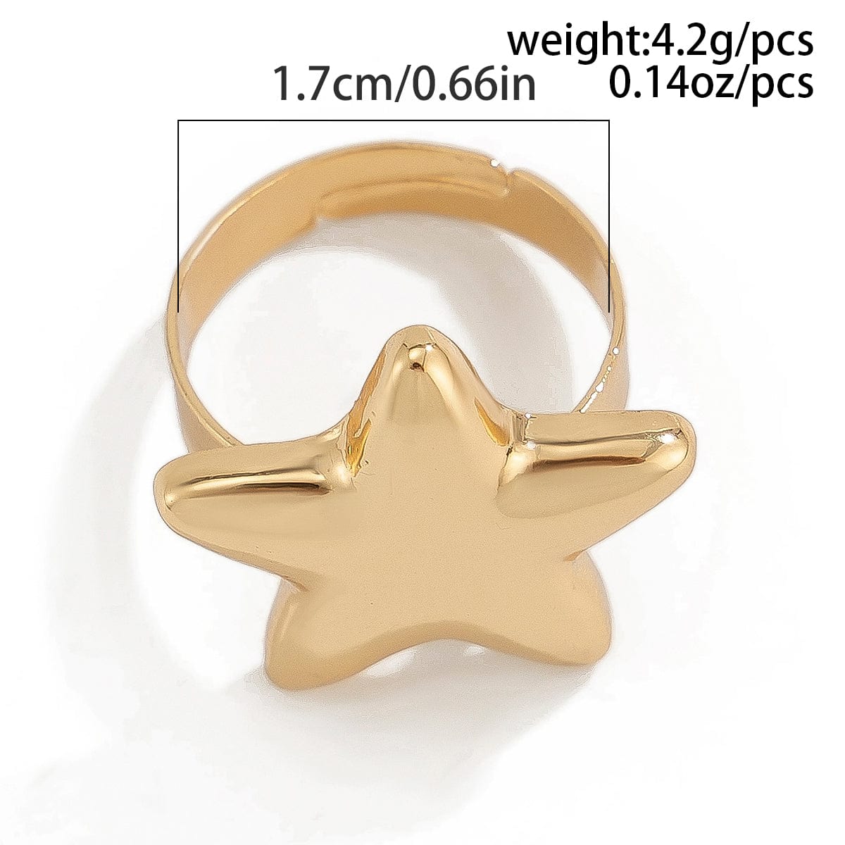 Trendy Gold Silver Plated Glossy Star Ring