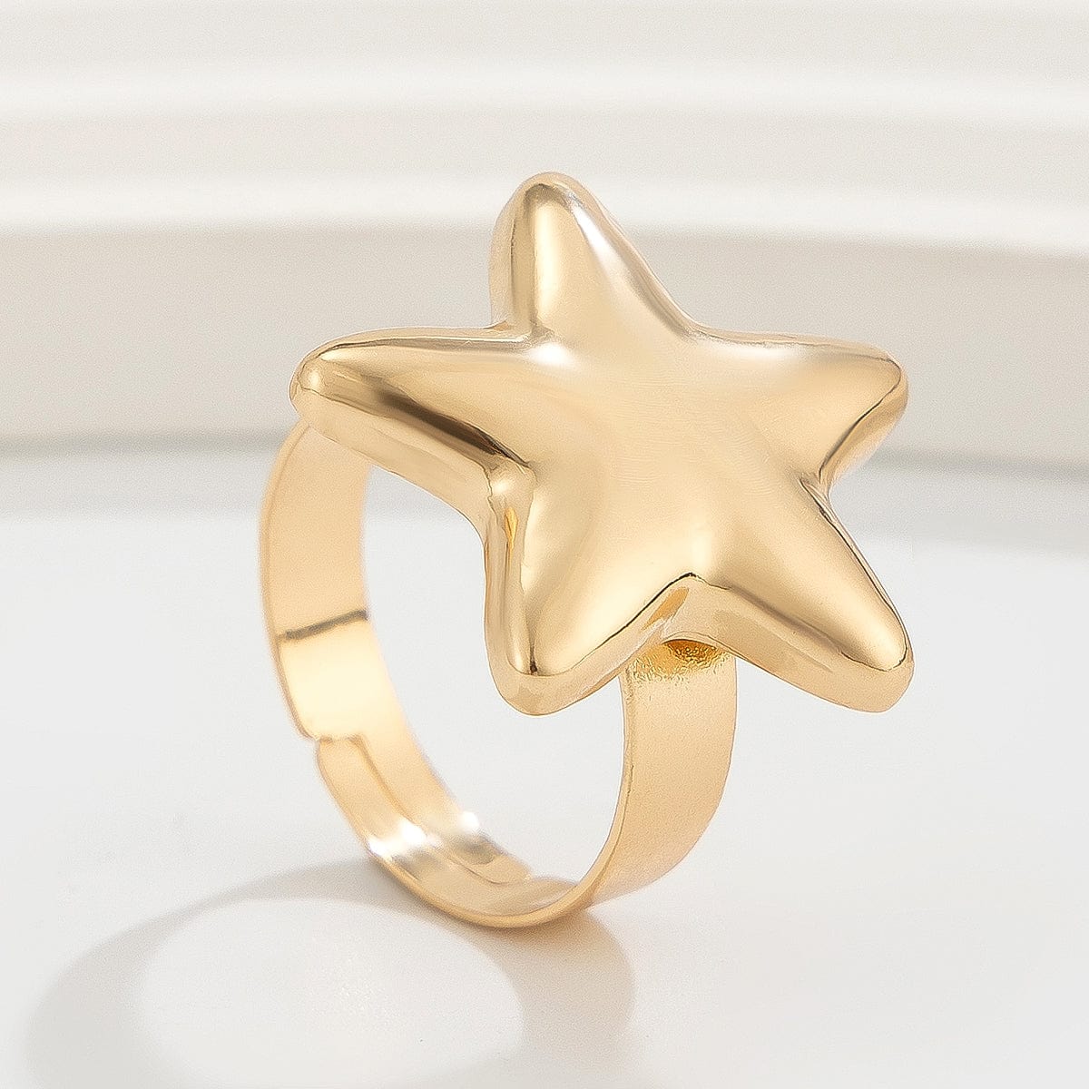 Trendy Gold Silver Plated Glossy Star Ring