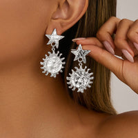 Thumbnail for Trendy Gold Silver Plated Sun Dangle Star Earrings - ArtGalleryZen