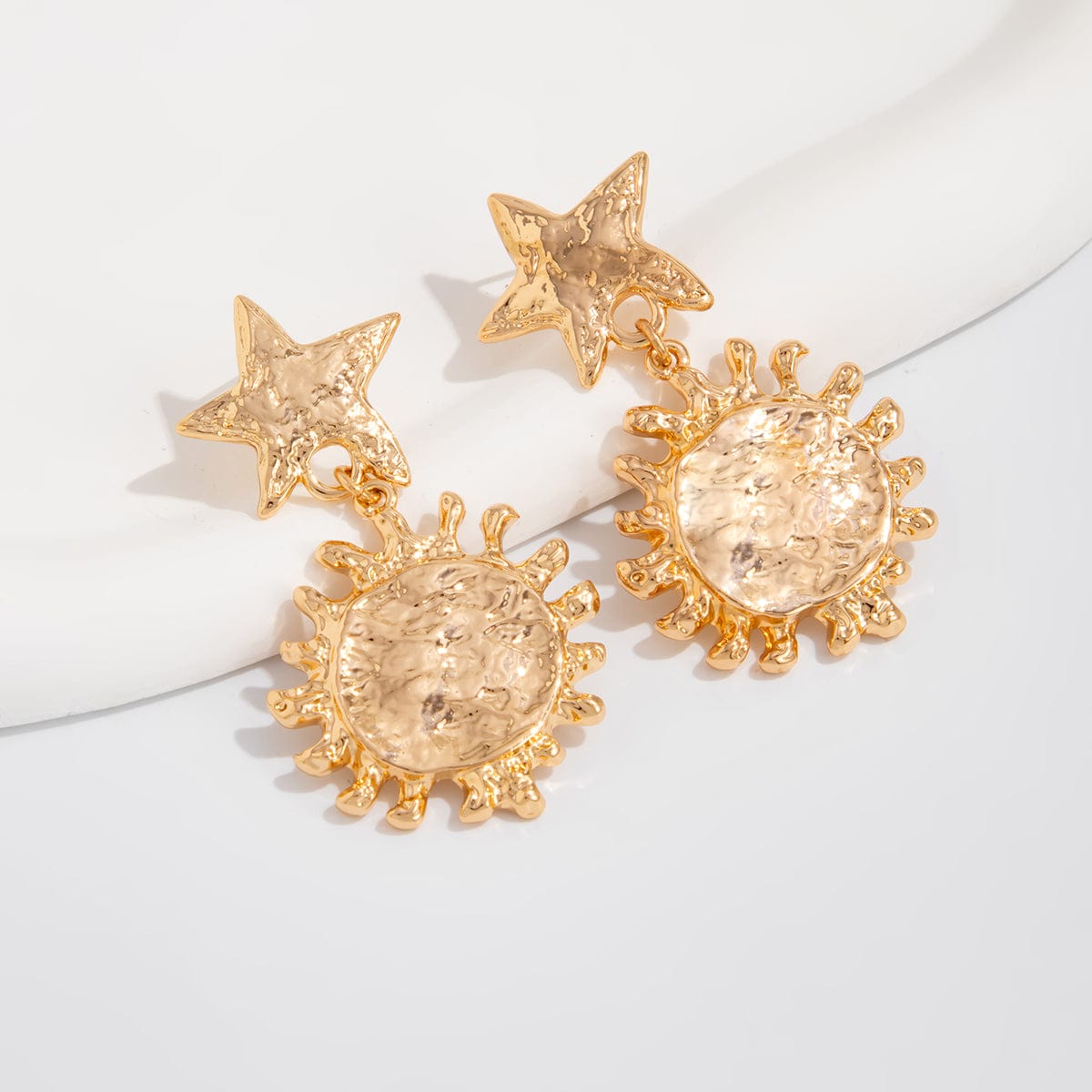 Trendy Gold Silver Plated Sun Dangle Star Earrings - ArtGalleryZen