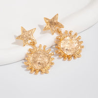 Thumbnail for Trendy Gold Silver Plated Sun Dangle Star Earrings - ArtGalleryZen