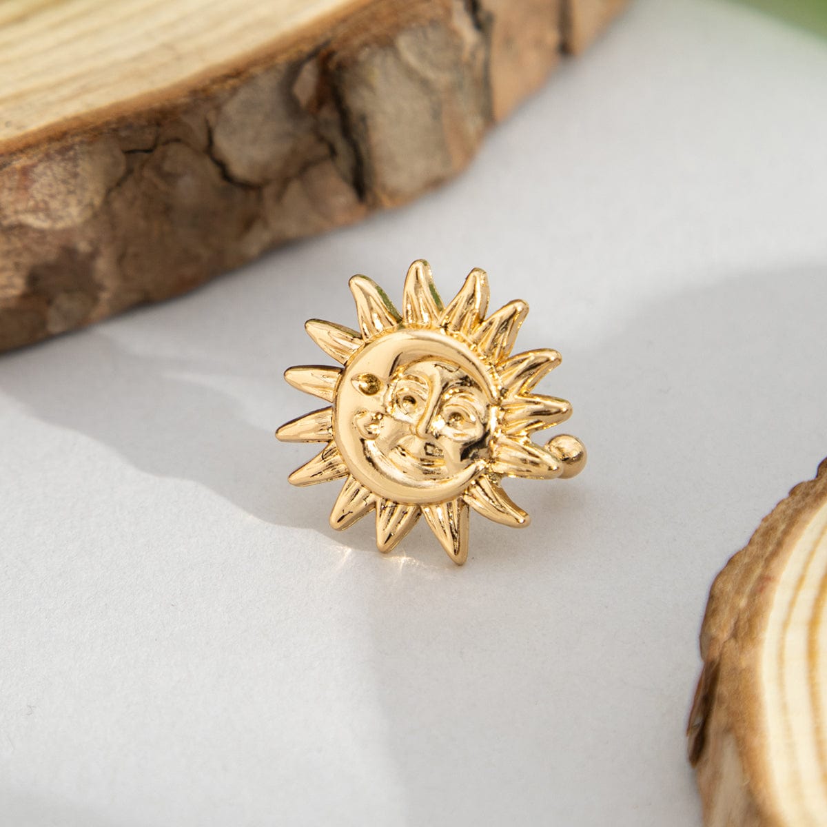 Trendy Gold Silver Plated Sun Ear Cuff Earring - ArtGalleryZen