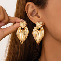 Thumbnail for Trendy Gold Silver Plated Textured Heart Dangle Earrings