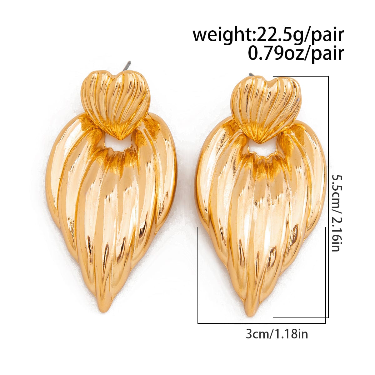 Trendy Gold Silver Plated Textured Heart Dangle Earrings