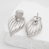 Thumbnail for Trendy Gold Silver Plated Textured Heart Dangle Earrings