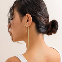 Thumbnail for Trendy Gold Silver Tone Bowknot Tassel Chain Earrings