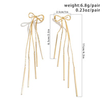 Thumbnail for Trendy Gold Silver Tone Bowknot Tassel Chain Earrings