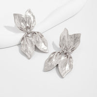 Thumbnail for Trendy Gold Silver Tone Duo Leaf Dangle Stud Earrings - ArtGalleryZen