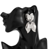 Thumbnail for Trendy Gold Silver Tone Duo Leaf Dangle Stud Earrings - ArtGalleryZen