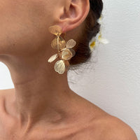 Thumbnail for Trendy Gold Silver Tone Ginkgo Leaf Charm Hoop Earrings - ArtGalleryZen