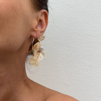 Thumbnail for Trendy Gold Silver Tone Ginkgo Leaf Charm Hoop Earrings - ArtGalleryZen