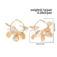 Thumbnail for Trendy Gold Silver Tone Ginkgo Leaf Charm Hoop Earrings - ArtGalleryZen