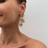 Thumbnail for Trendy Gold Silver Tone Ginkgo Leaf Charm Hoop Earrings - ArtGalleryZen