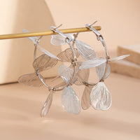 Thumbnail for Trendy Gold Silver Tone Ginkgo Leaf Charm Hoop Earrings - ArtGalleryZen