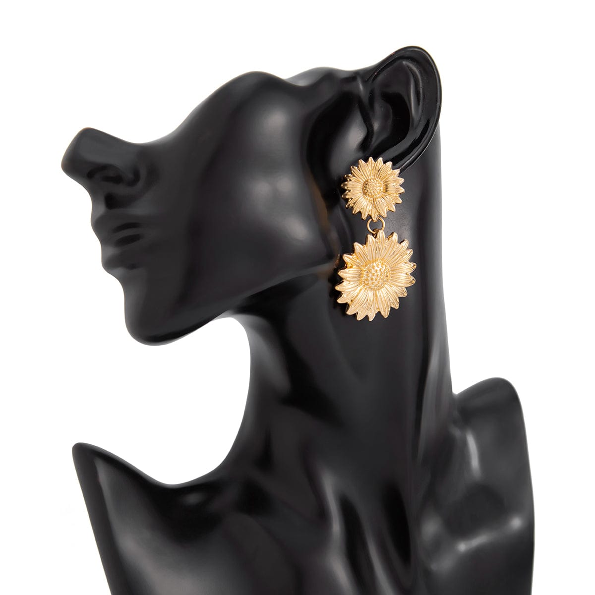 Trendy Gold Silver Tone Sunflower Dangle Earrings - ArtGalleryZen