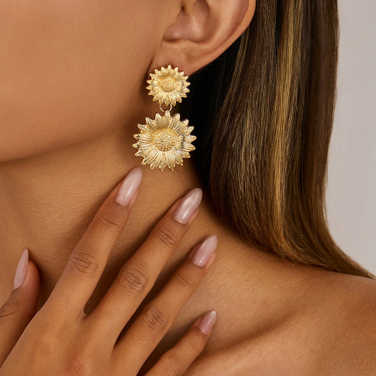 Trendy Gold Silver Tone Sunflower Dangle Earrings - ArtGalleryZen