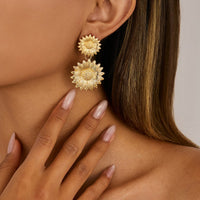 Thumbnail for Trendy Gold Silver Tone Sunflower Dangle Earrings - ArtGalleryZen