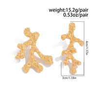 Thumbnail for Trendy Gold Silver Tone Textured Coral Earrings - ArtGalleryZen