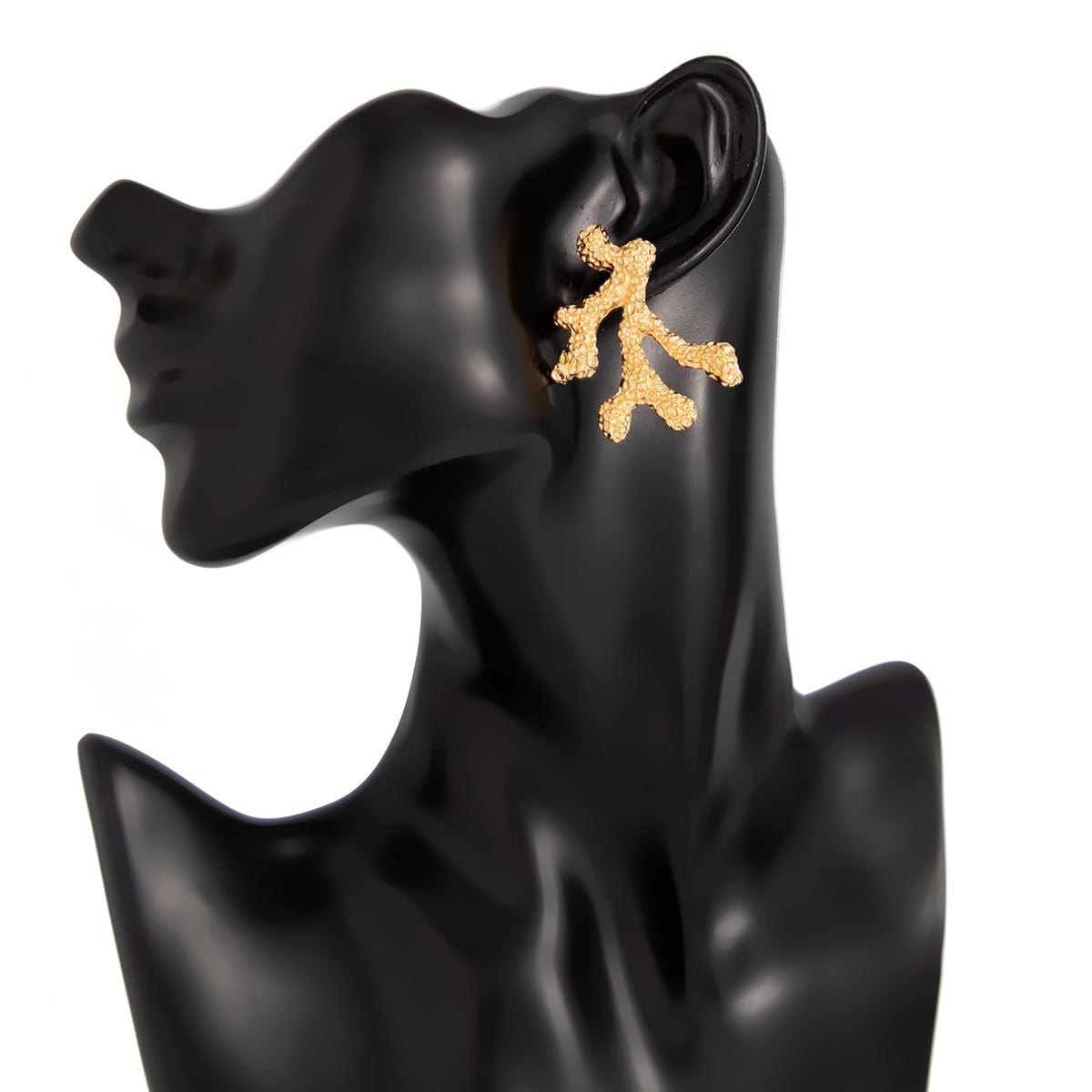 Trendy Gold Silver Tone Textured Coral Earrings - ArtGalleryZen