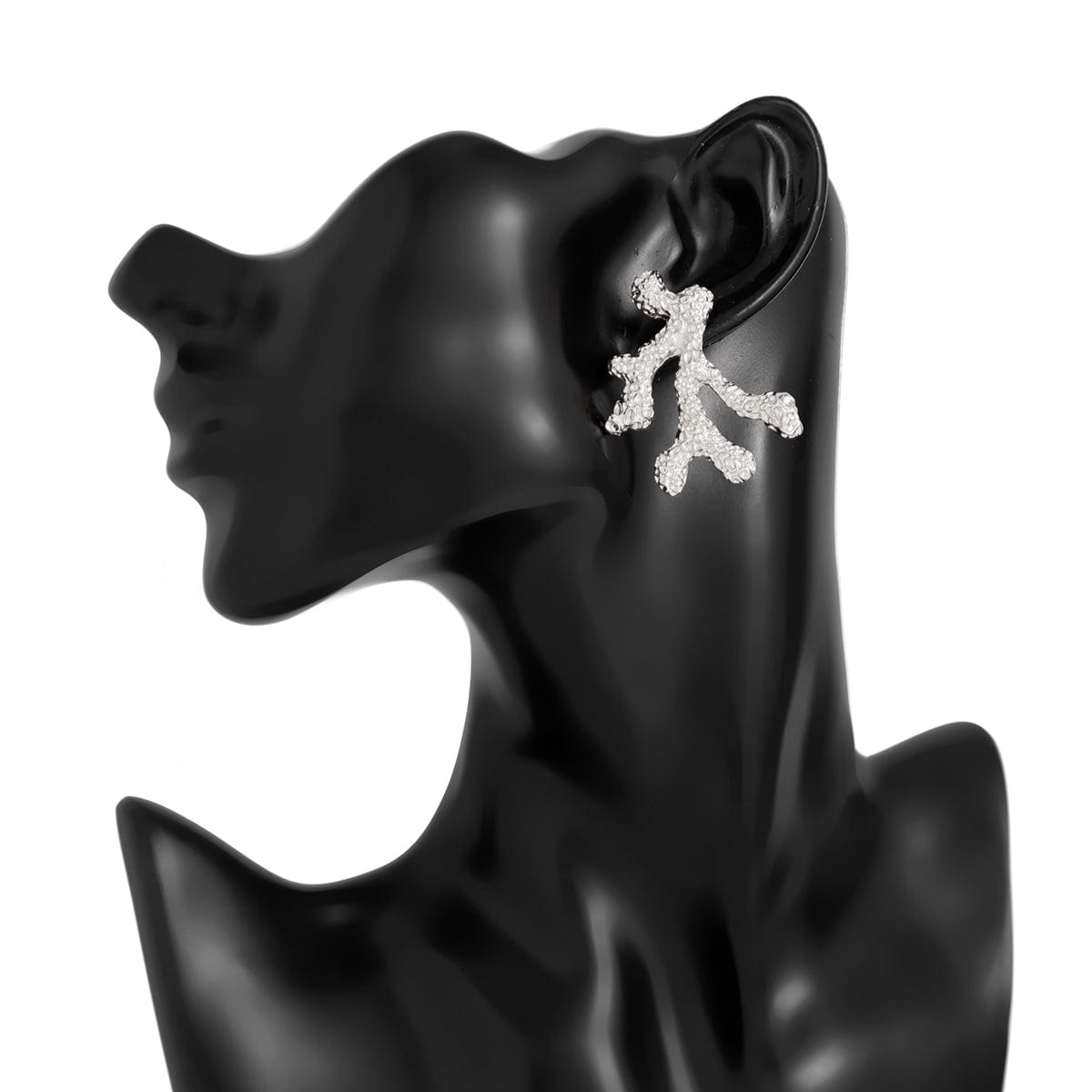 Trendy Gold Silver Tone Textured Coral Earrings - ArtGalleryZen