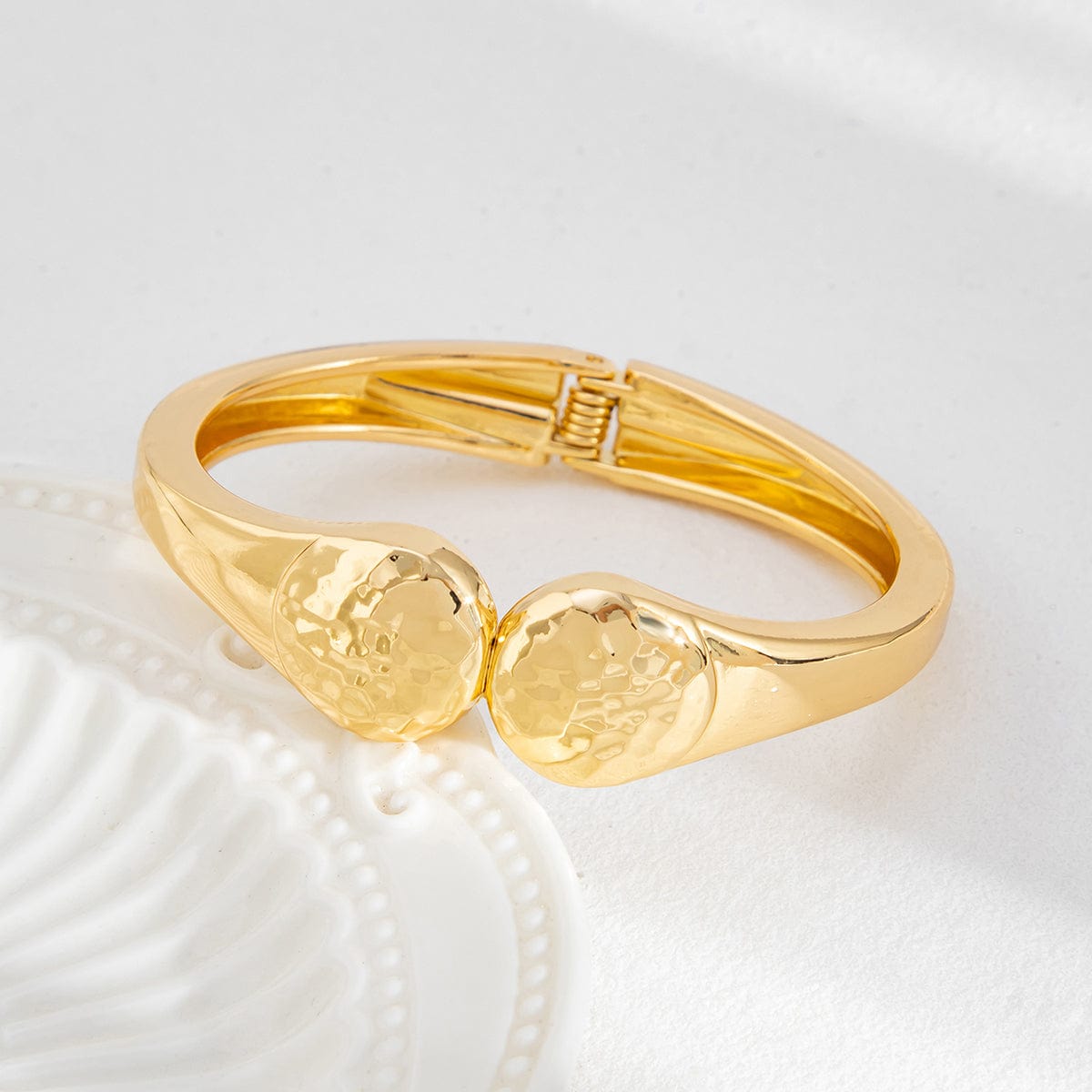 Trendy Gold Silver Tone Water Ripple Bangle Bracelet Set - ArtGalleryZen