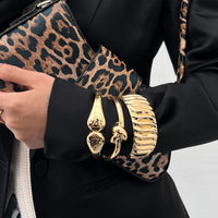 Thumbnail for Trendy Gold Silver Tone Water Ripple Bangle Bracelet Set - ArtGalleryZen