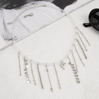 Thumbnail for Trendy Heart Chain Tassel Crystal Choker Necklace - ArtGalleryZen