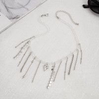Thumbnail for Trendy Heart Chain Tassel Crystal Choker Necklace - ArtGalleryZen
