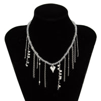 Thumbnail for Trendy Heart Chain Tassel Crystal Choker Necklace - ArtGalleryZen