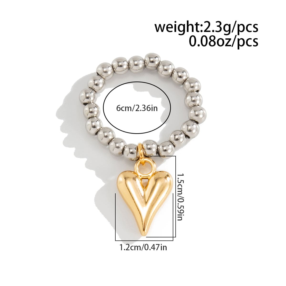 Trendy Heart Dangle Beaded Ring - ArtGalleryZen