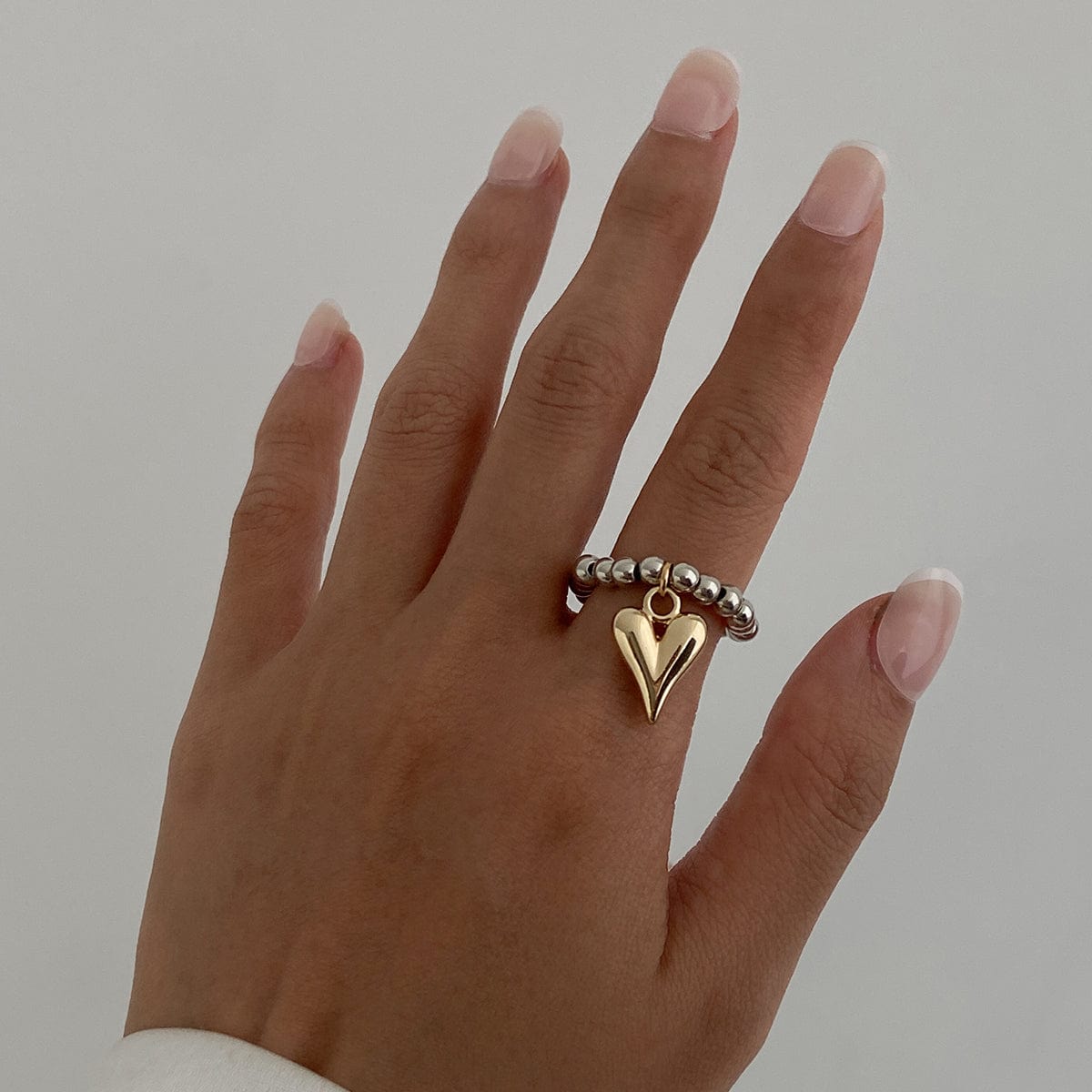 Trendy Heart Dangle Beaded Ring - ArtGalleryZen