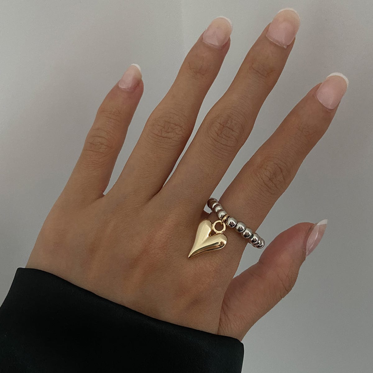 Trendy Heart Dangle Beaded Ring - ArtGalleryZen