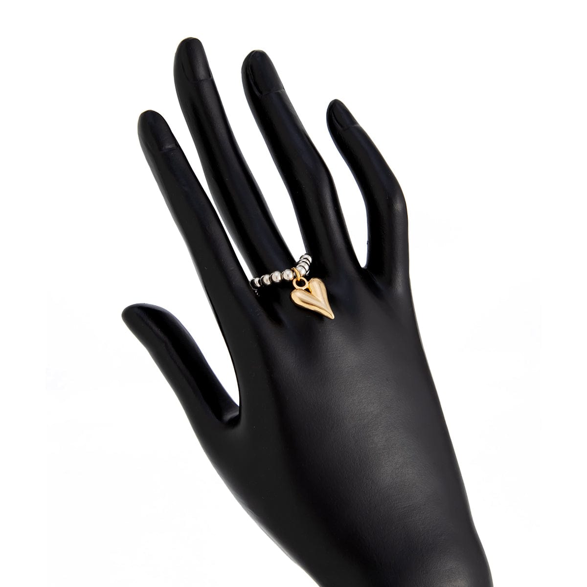 Trendy Heart Dangle Beaded Ring - ArtGalleryZen