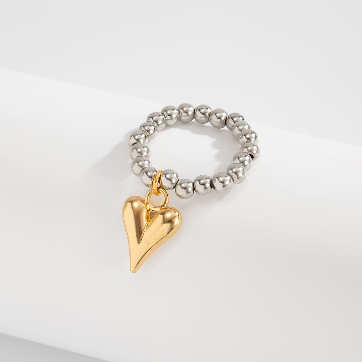 Trendy Heart Dangle Beaded Ring - ArtGalleryZen