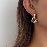 Thumbnail for Trendy Heart Irregular Beaded Dangle Huggie Hoop Earrings - ArtGalleryZen