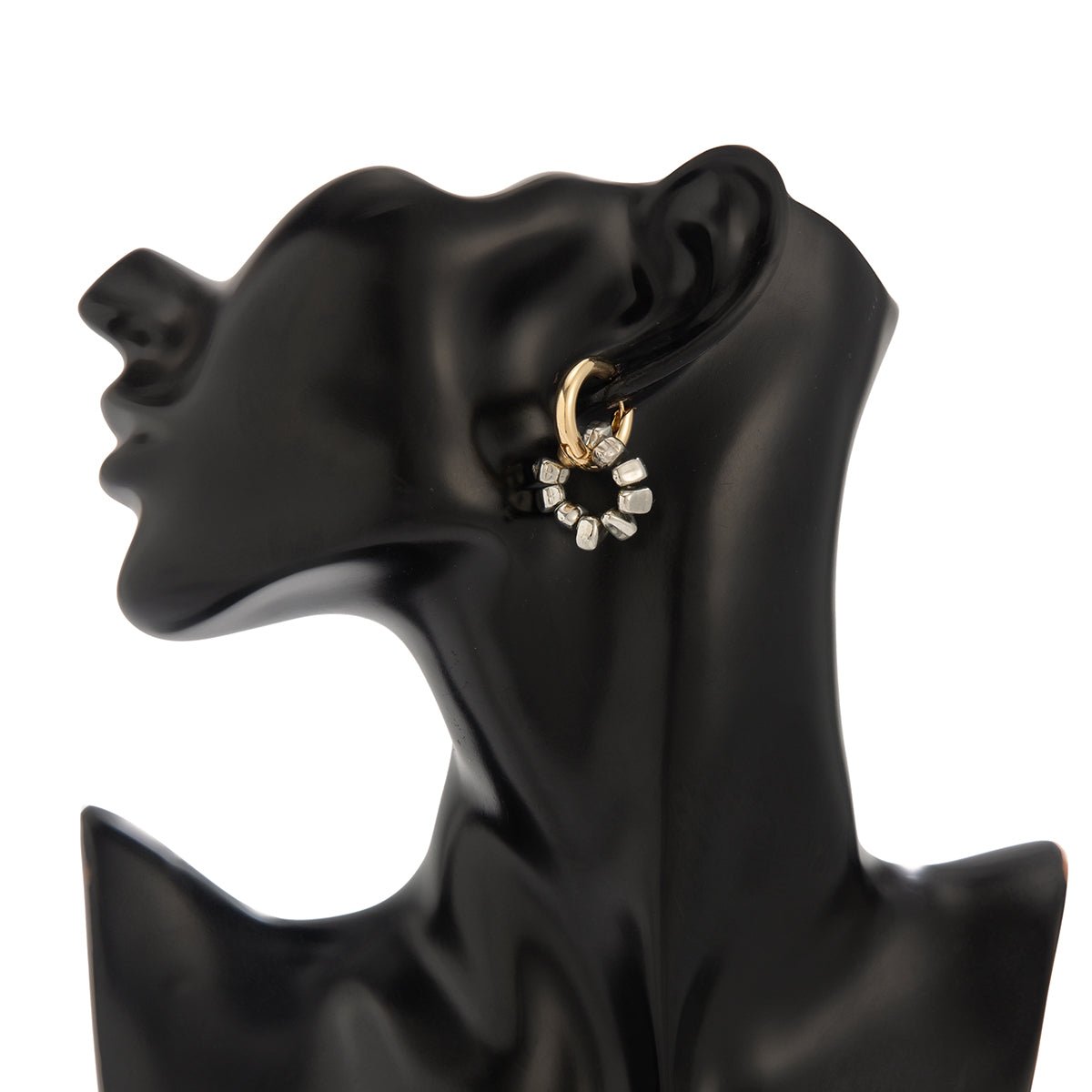 Trendy Heart Irregular Beaded Dangle Huggie Hoop Earrings - ArtGalleryZen