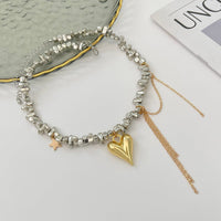 Thumbnail for Trendy Heart Pendant Irregular Beaded Tassel Chain Necklace - ArtGalleryZen