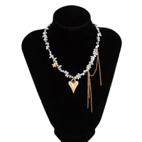 Thumbnail for Trendy Heart Pendant Irregular Beaded Tassel Chain Necklace - ArtGalleryZen