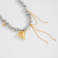 Thumbnail for Trendy Heart Pendant Irregular Beaded Tassel Chain Necklace - ArtGalleryZen