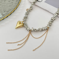 Thumbnail for Trendy Heart Pendant Irregular Beaded Tassel Chain Necklace - ArtGalleryZen
