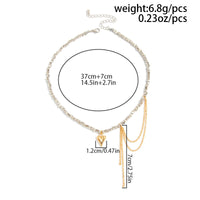 Thumbnail for Trendy Heart Pendant Square Beaded Chain Tassel Necklace - ArtGalleryZen