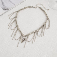 Thumbnail for Trendy Heart Tassel Ball Chain Necklace - ArtGalleryZen