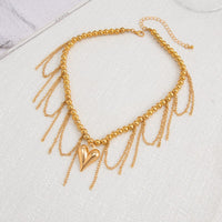 Thumbnail for Trendy Heart Tassel Ball Chain Necklace - ArtGalleryZen