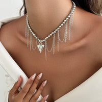 Thumbnail for Trendy Heart Tassel Ball Chain Necklace - ArtGalleryZen