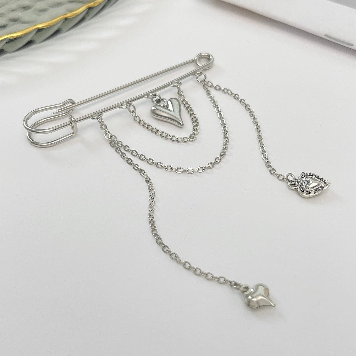 Trendy Heart Tassel Chain Trouser Pin - ArtGalleryZen