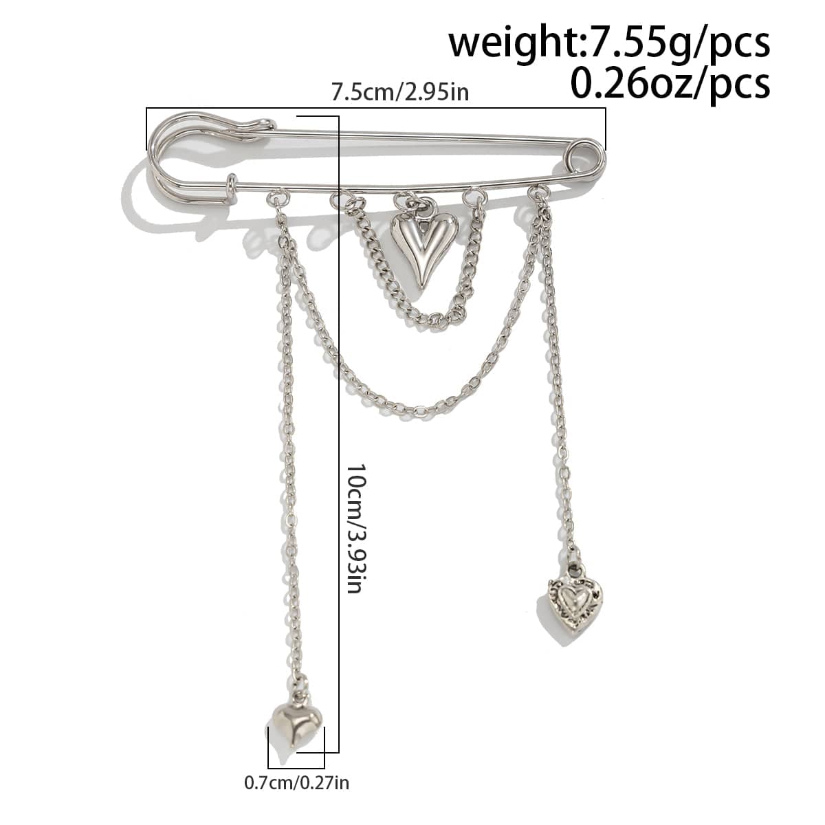 Trendy Heart Tassel Chain Trouser Pin - ArtGalleryZen