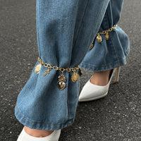 Thumbnail for Trendy Hollow Cross Flame Heart Charm Anklet - ArtGalleryZen