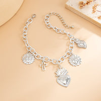 Thumbnail for Trendy Hollow Cross Flame Heart Charm Anklet - ArtGalleryZen